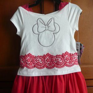 Girls coral MINNE DISNEY puffy dress 3T